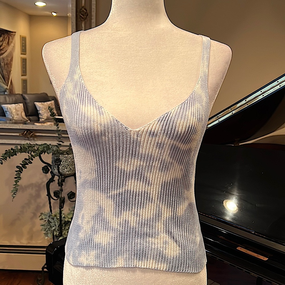 NWT Light Blue & White Knit Tank Top